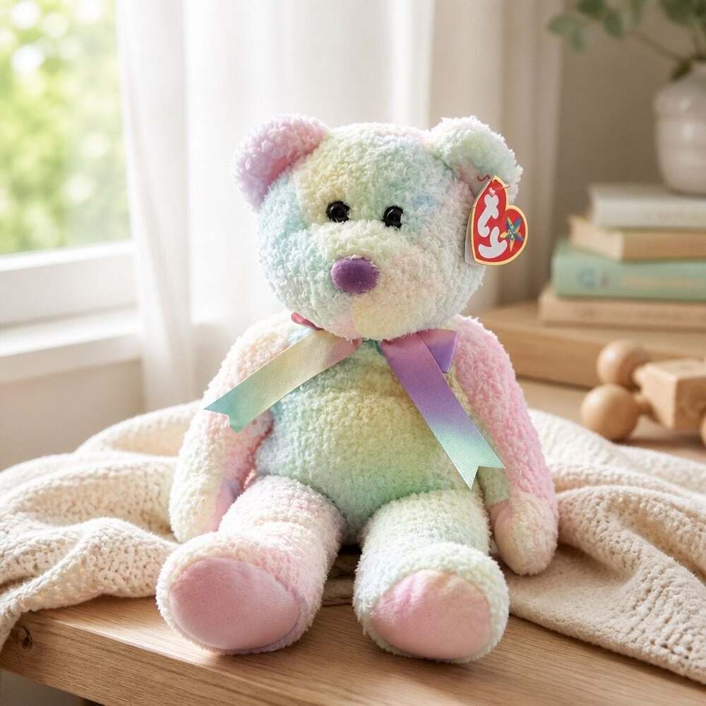 Vintage 1999 Ty Beanie Buddies Groovy the Tie-Dye Bear Plush Toy